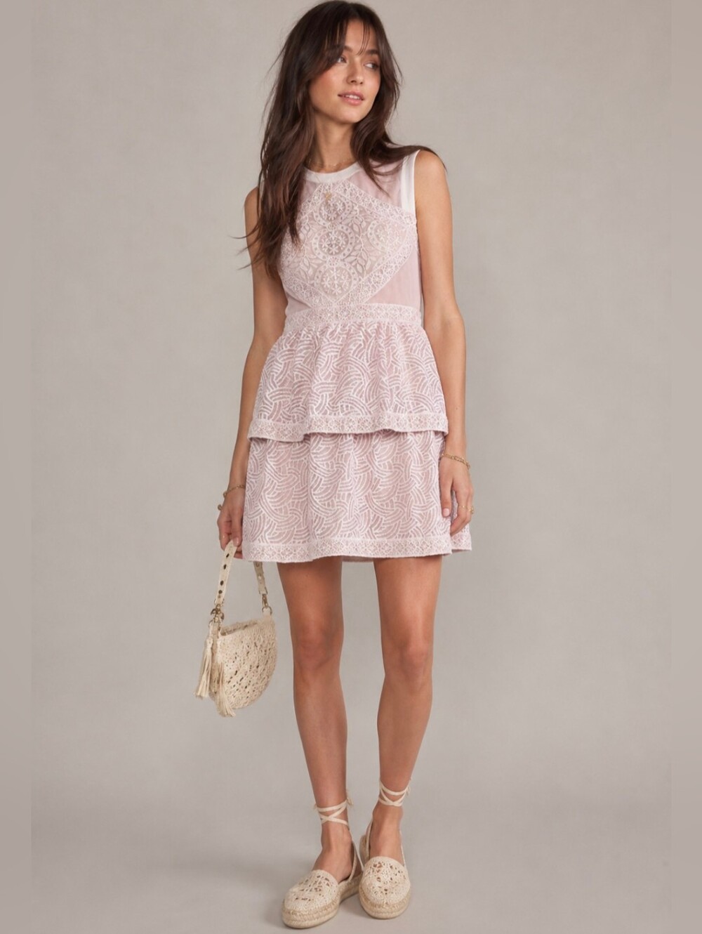 Bcbg Jocelyn Embroidered Dress In Lavender Mauve Size 4 Coquette Soft Girl